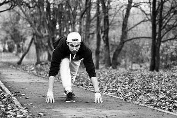 Young beard man outdoor