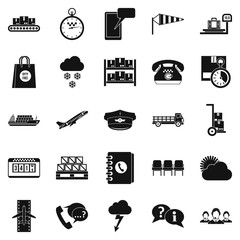 Superintendent icons set, simple style