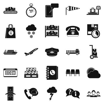 Superintendent Icons Set, Simple Style