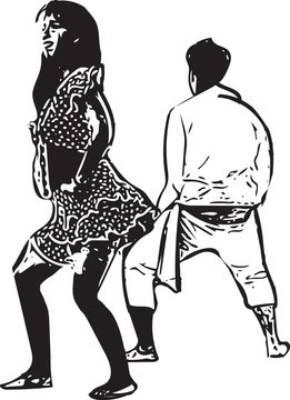 drawing of couples dancing