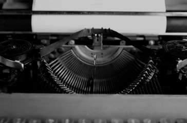 black and white retro typewriter letter