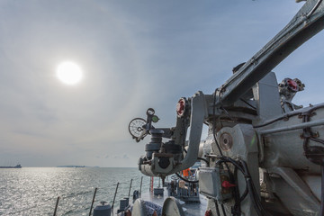  a shooting gun on the battleship