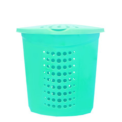 turquoise plastic basket for washing isolate on white background