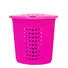 pink plastic basket for washing isolate on white background
