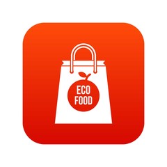 Eco food bag icon digital red