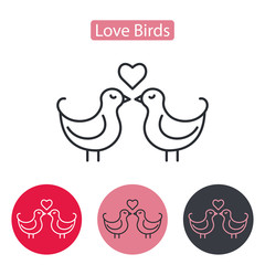 Vector Cute Couple Of Birds With Heart.