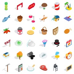 Meat icons set, isometric style