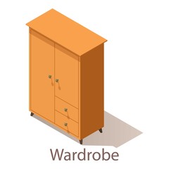 Wardrobe icon, isometric style.