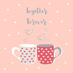 Pink valentine's day collection for banners,Placards with couple cup of love