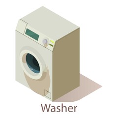 Washer icon, isometric style.