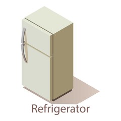 Refrigerator icon, isometric style.
