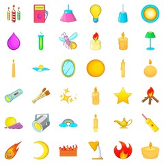 Electrical source icons set, cartoon style