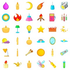 Energy icons set, cartoon style