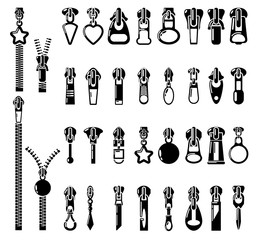 Metal zipper puller icons set, simple style © ylivdesign