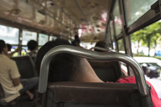 sleeping bus passengers