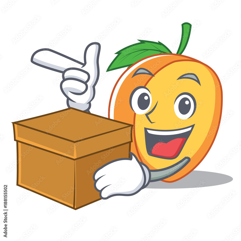 Poster with box apricot character cartoon style