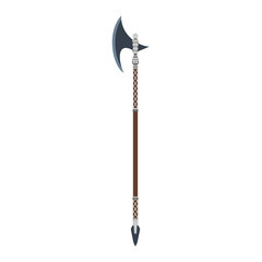 Vector halberd weapon illustration medieval ancient vintage old background. Isolated battle war art warrior