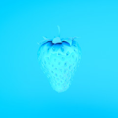 blue strawberry on a blue background,valentines day, 3d rendering. 3d illustration.