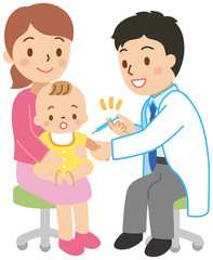 注射をする赤ちゃん