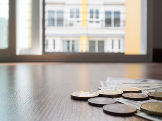 Money and blur housing  background.
