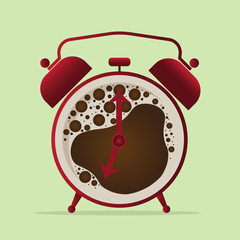Red Alarm clock and coffee concept,