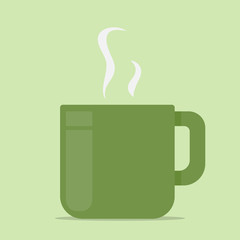 Coffee cup vector illustration with hot coffee in flat style