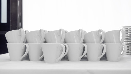 Fototapeta na wymiar Soft stack of white coffee cup