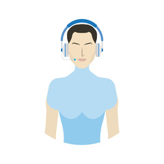 User with headphone for call center. Customer service flat vector illustration EPS 10