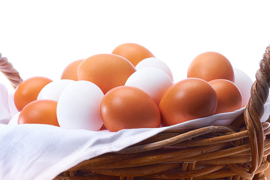 white eggs in basket