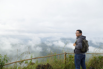 Man relax on mountain
