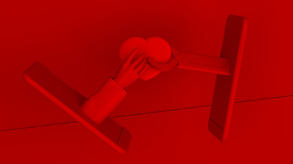 Love and technology concept with; heart and smart phone.Valentines day.3d rendering. 3d illustration.