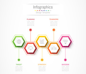 Infographic design elements for your business data with 5 options, parts, steps, timelines or processes. Vector Illustration.