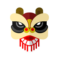 Lion Dance Head Chinese Vector Illustration Graphic