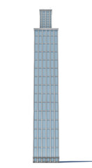 3d rendering of a white high office building with many large windows.