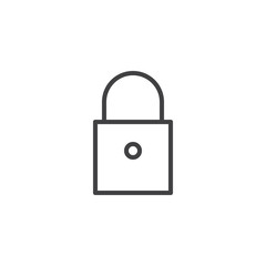 Lock padlock line icon, outline vector sign, linear style pictogram isolated on white. Secure password symbol, logo illustration. Editable stroke