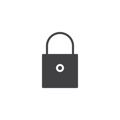 Lock padlock icon vector, filled flat sign, solid pictogram isolated on white. Secure password symbol, logo illustration.