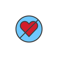 No love heart filled outline icon, line vector sign, linear colorful pictogram isolated on white. Symbol, logo illustration. Pixel perfect vector graphics