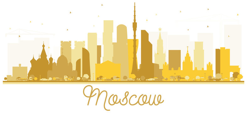 Moscow Russia City skyline golden silhouette.