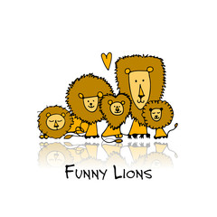Funny lions, sketch for your design