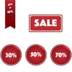 set of vector sales tag price in red concept