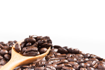 Roast coffee bean with copy-space for texture and background.