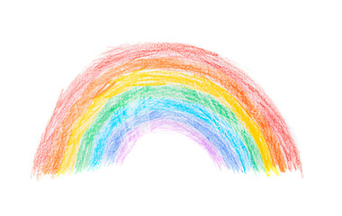 Obraz premium Pencil drawing of rainbow on white background
