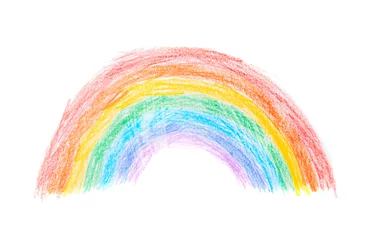 Foto op Canvas Pencil drawing of rainbow on white background © Africa Studio