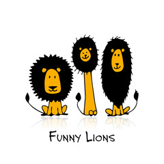 Funny lions, sketch for your design