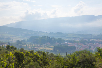 Morning fog in Tuscany.