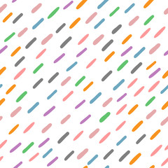 Fototapeta na wymiar Seamless pattern with colored short lines drawn by hand. Trendy sketch, doodle.