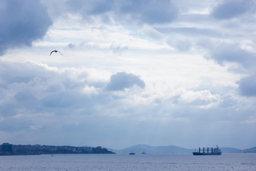 Fototapeta na wymiar ships at sea, Turkey Istanbul
