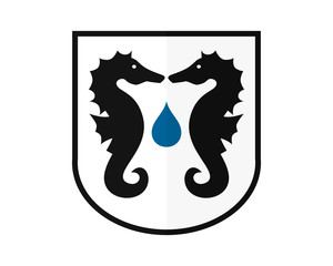 droplets Seahorses emblem silhouette image vector