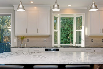 Beautiful white kitchen design.