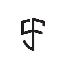 Initial letters line shield shape logo